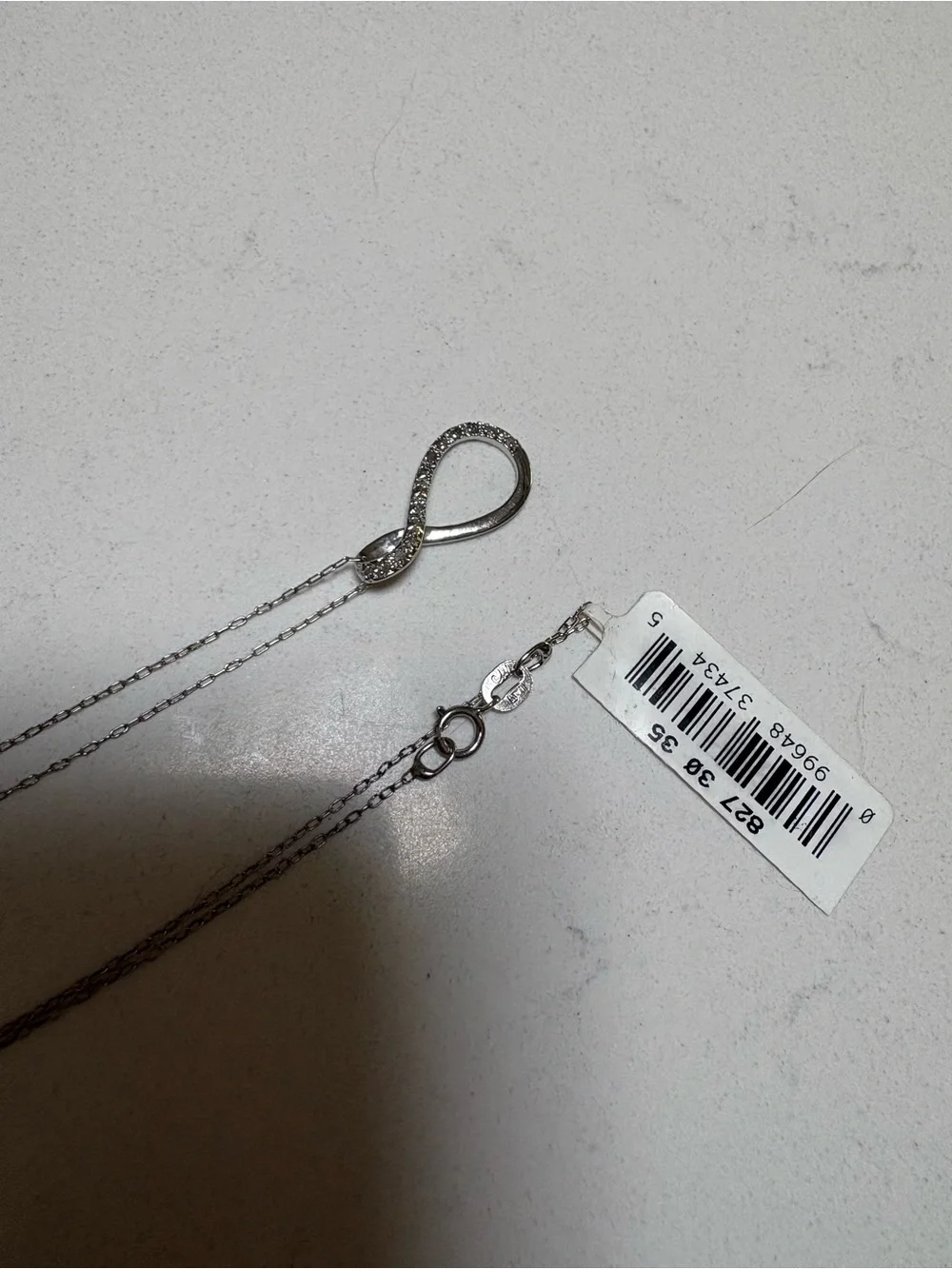 Charles Winston Made in Italy 925 Diamond Infinity Necklace NWT
